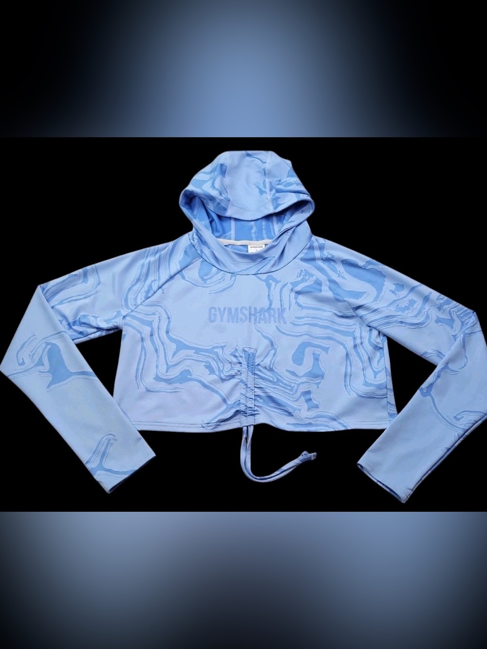 Gymshark Light Blue Marble Drawstring Crop Hoodie